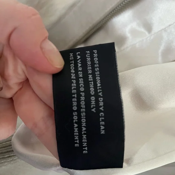 Mixit Vintage sz L cream/ taupe Y2K Real Rabbit Fur & Leather Bomber Jacket - Picture 5 of 15